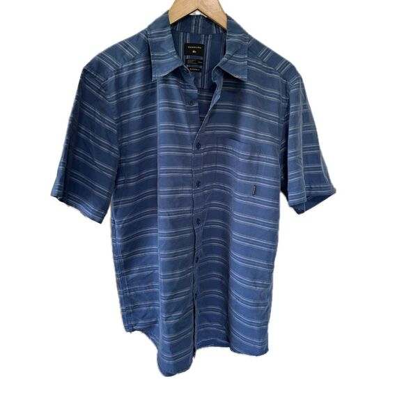 Quiksilver Men's Modern Fit Stripe Hawaiian Stripe Button Down Collared Shirt S - Picture 1 of 8
